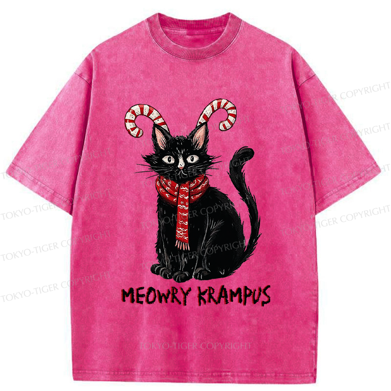 Tokyo-Tiger Meowry Krampus-The Festive Rebel Washed T-Shirt