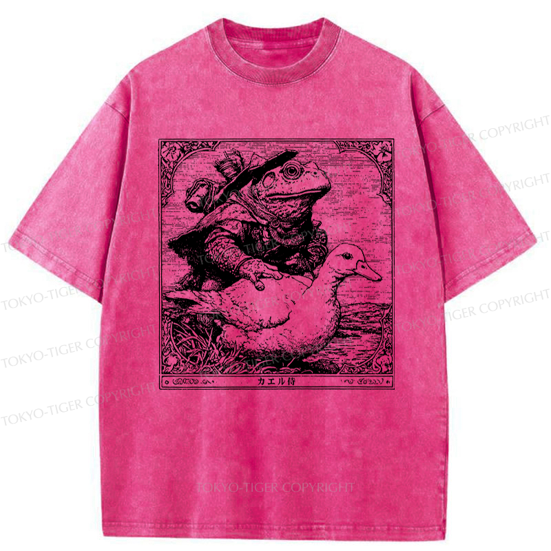 Tokyo-Tiger Frog Samurai and Goose Adventures Washed T-Shirt