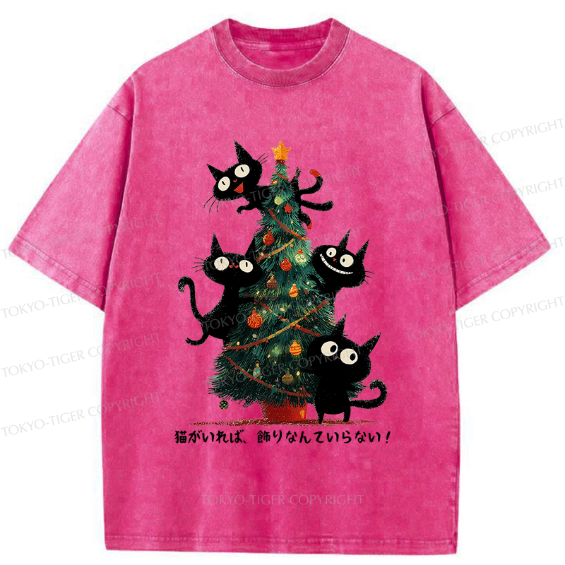 Tokyo-Tiger Who Needs Ornaments When You Have Cats? Washed T-Shirt