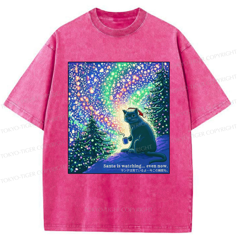 Tokyo-Tiger Santa Is Watching... Even Now Washed T-Shirt