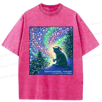 Tokyo-Tiger Santa Is Watching... Even Now Washed T-Shirt