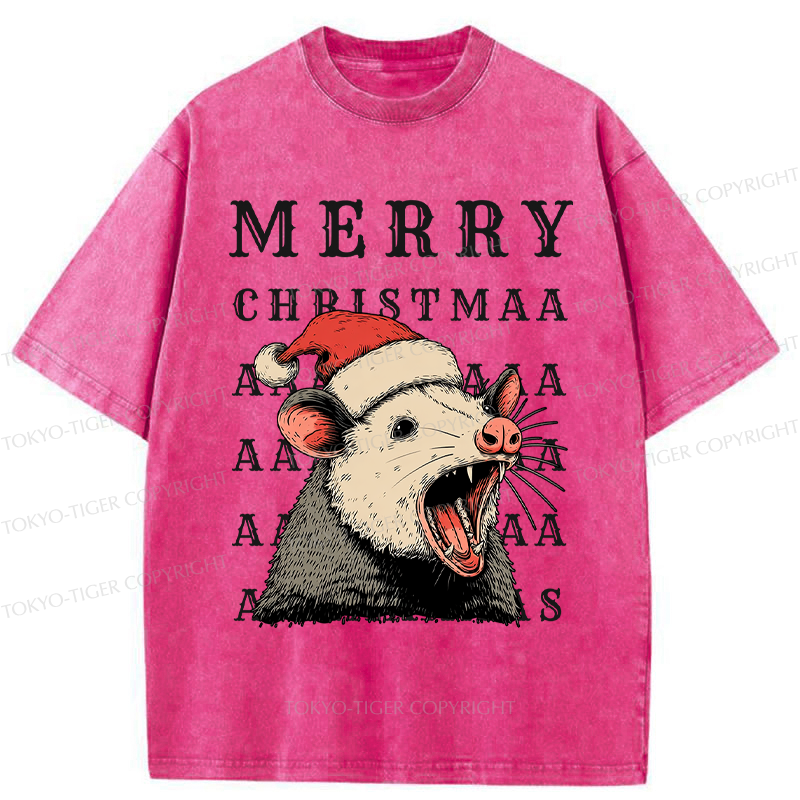 Tokyo-Tiger Opossum Merry Scream-mas Washed T-Shirt