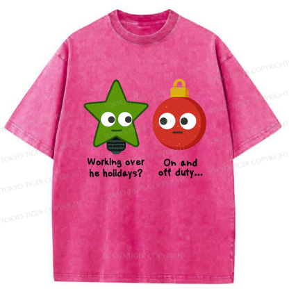 Tokyo-Tiger Festive Work Mode Meme Washed T-Shirt