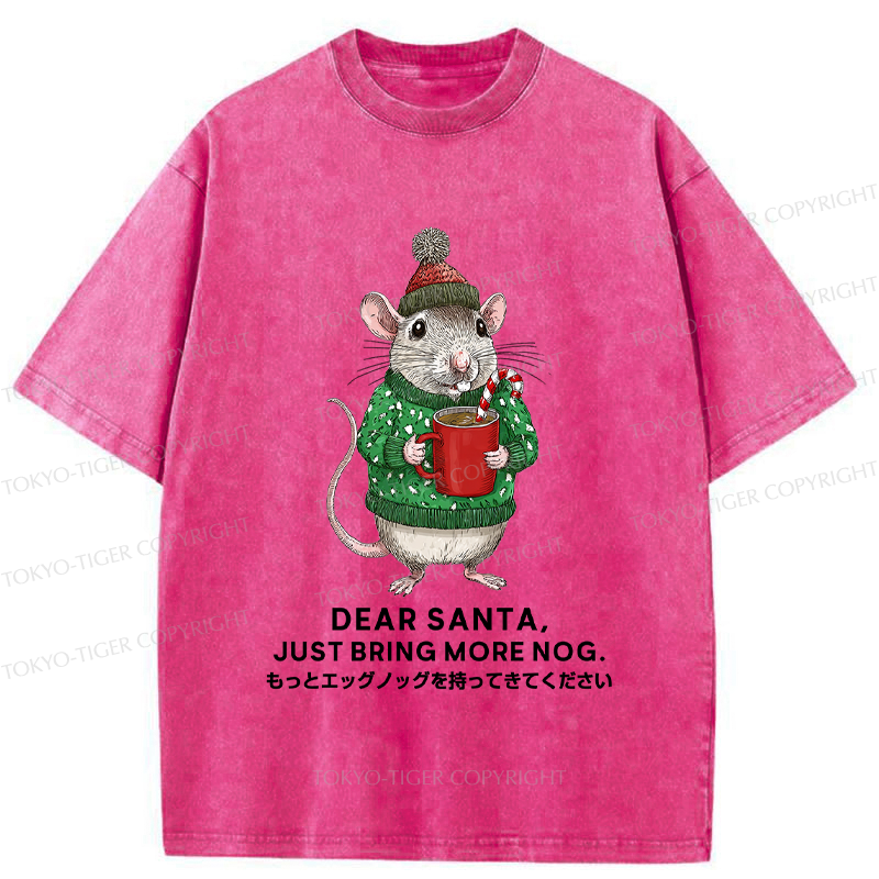 Tokyo-Tiger Nog-Loving Holiday Mouse Washed T-Shirt