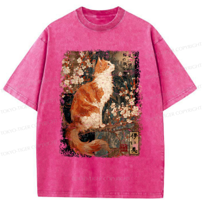 Tokyo-Tiger Ask The Wind, The Meaning Of Falling Blossoms Washed T-Shirt