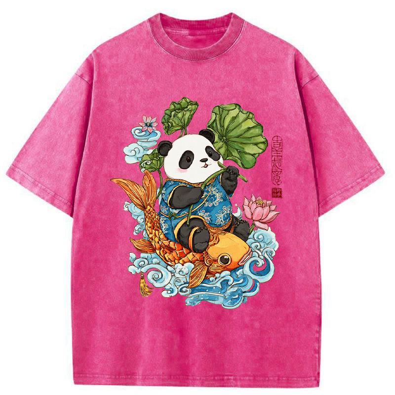 Tokyo-Tiger Lotus Bliss Panda Washed T-Shirt
