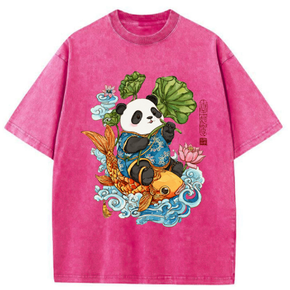 Tokyo-Tiger Lotus Bliss Panda Washed T-Shirt
