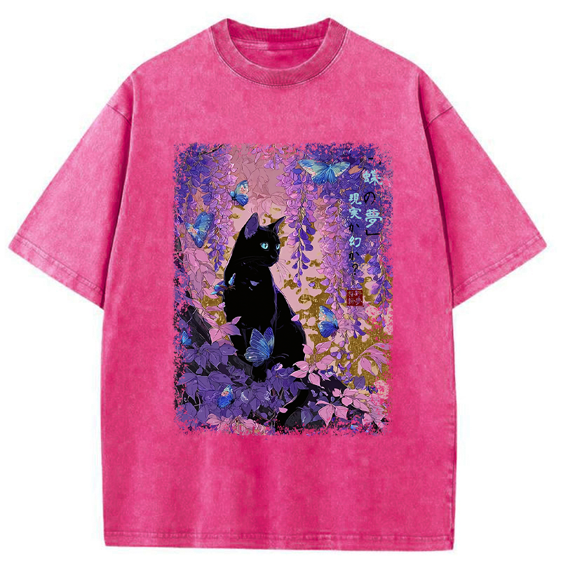 Tokyo-Tiger Dreamy Wisteria and Paws Washed T-Shirt