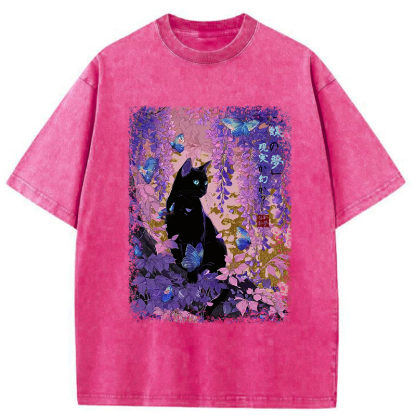 Tokyo-Tiger Dreamy Wisteria and Paws Washed T-Shirt