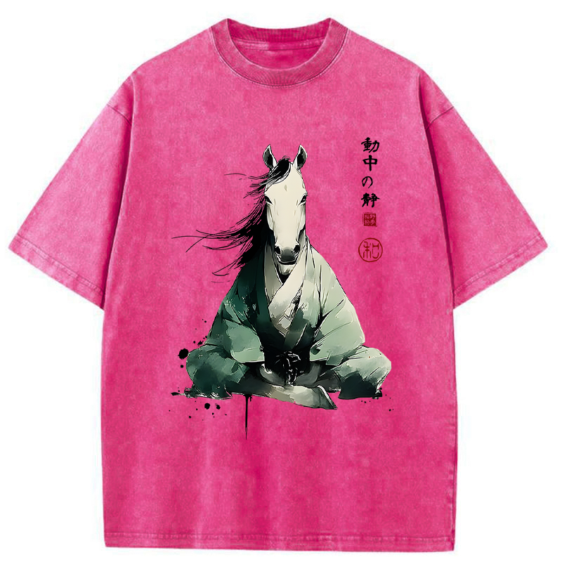 Tokyo-Tiger Zen Stallion Stillness In Motion Washed T-Shirt