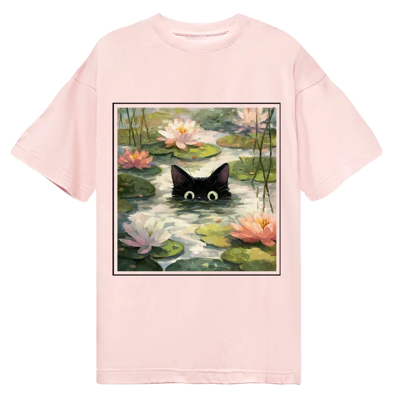 Tokyo-Tiger Black Cat and Lotus Flower Classic T-Shirt