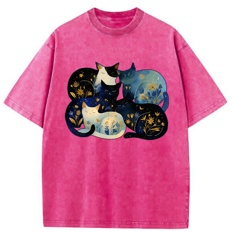 Tokyo-Tiger Recharging Cats Washed T-Shirt
