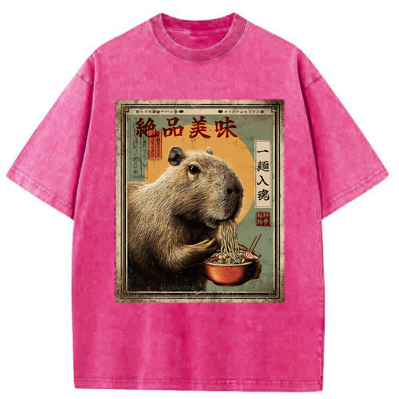 Tokyo-Tiger Capybara's Ultimate Feast Washed T-Shirt