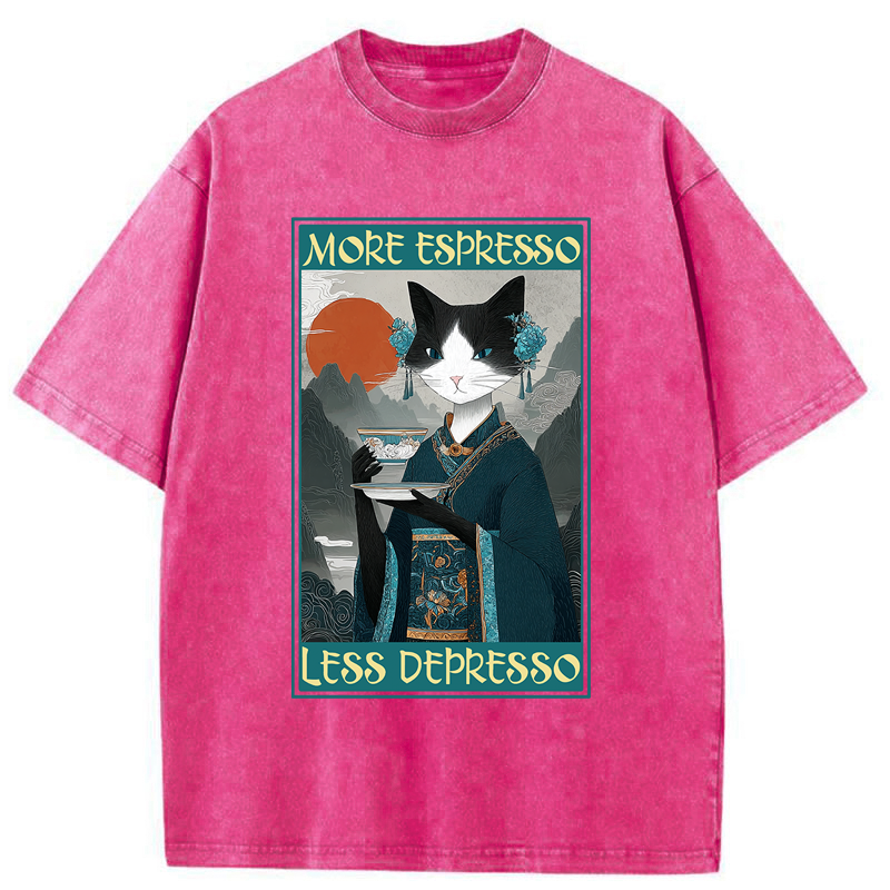 Tokyo-Tiger The Zen Barista Cat Washed T-Shirt