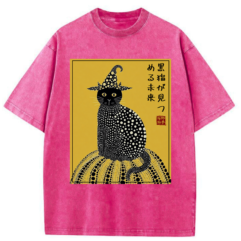 Tokyo-Tiger Black Cat's Glimpse of the Future Washed T-Shirt