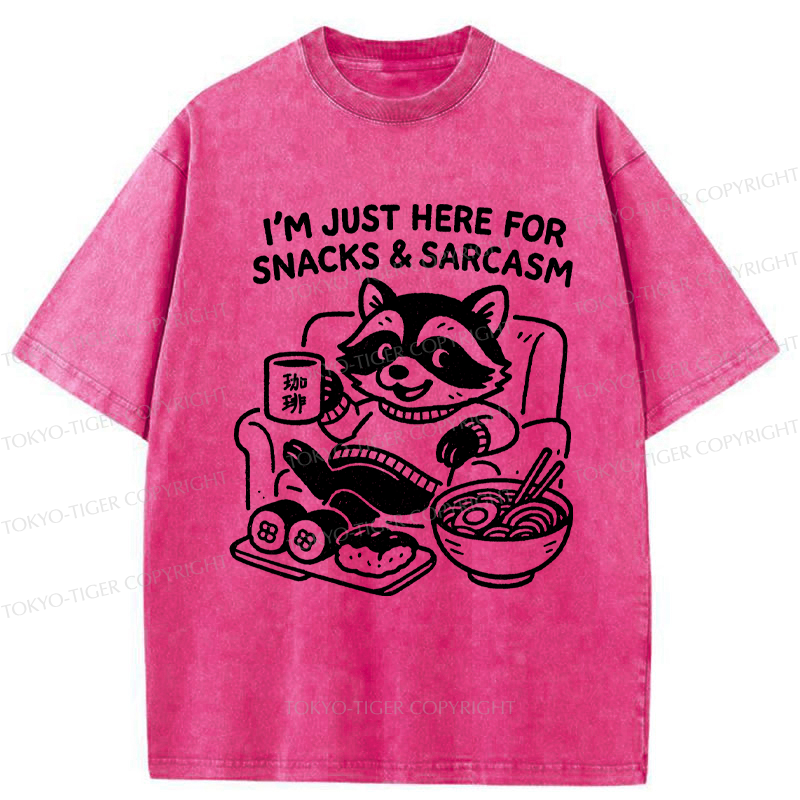Tokyo-Tiger Funny Raccoons for snacks and sarcasm Washed T-Shirt