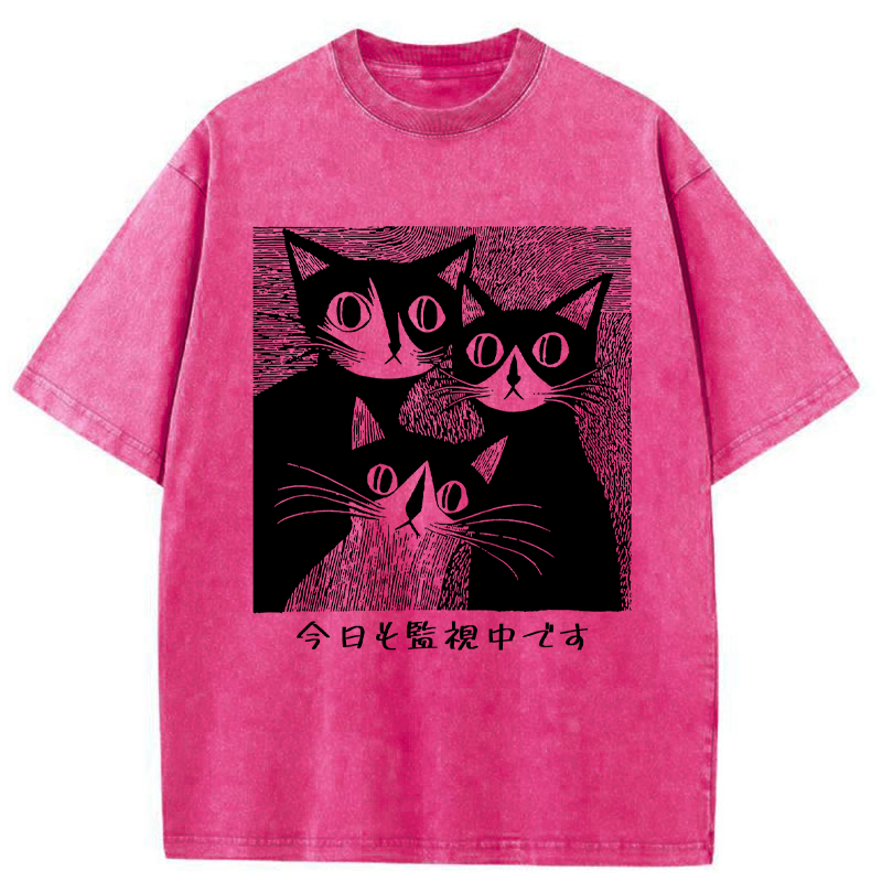 Tokyo-Tiger Feline Surveillance Squad Washed T-Shirt