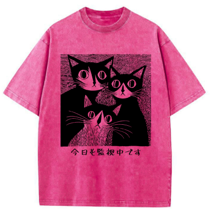 Tokyo-Tiger Feline Surveillance Squad Washed T-Shirt