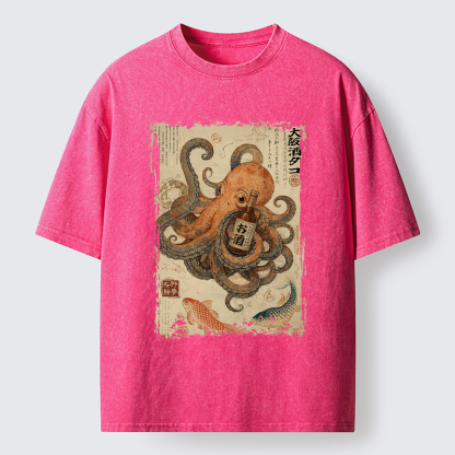 Tokyo-Tiger Osaka Sake & Octopus Washed T-Shirt