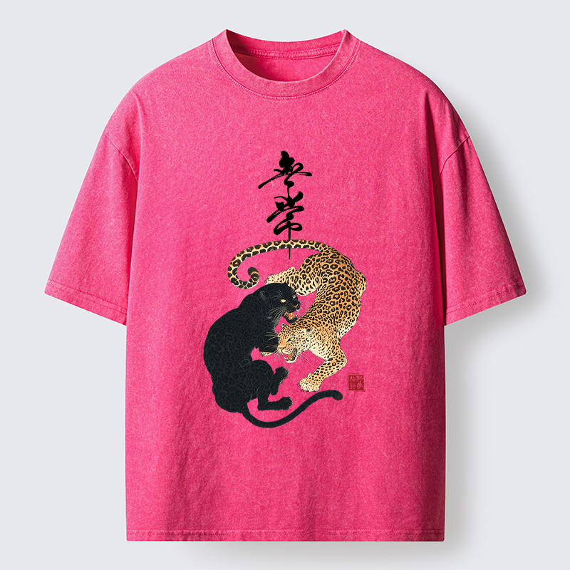 Tokyo-Tiger Impermanence Balance-Leopard Washed T-Shirt