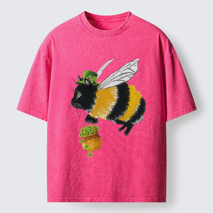 Tokyo-Tiger Lucky Buzz Cat Washed T-Shirt