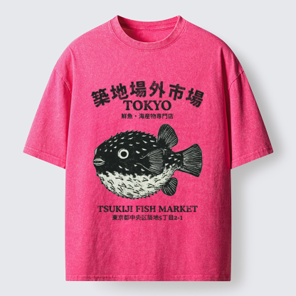 Tokyo-Tiger Pufferfish Tokyo Washed T-Shirt