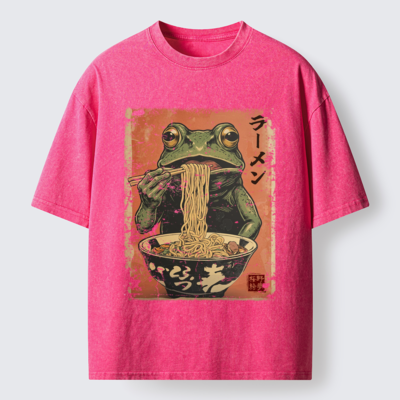 Tokyo-Tiger The Ramen Frog Poster Washed T-Shirt