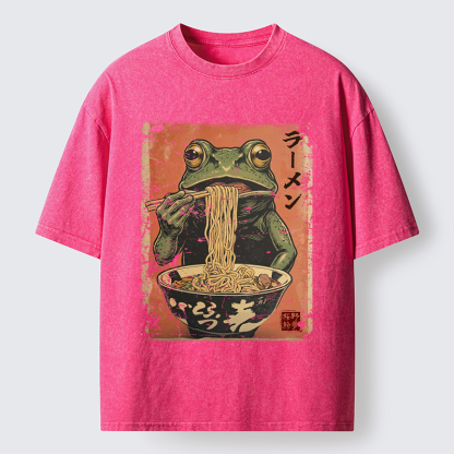 Tokyo-Tiger The Ramen Frog Poster Washed T-Shirt