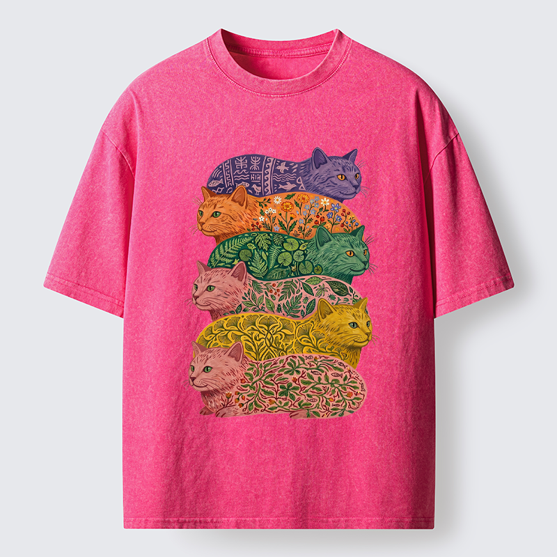 Tokyo-Tiger Botanical Felines Stacking Washed T-Shirt