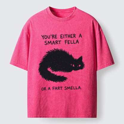 Tokyo-Tiger "Smart Fella" Punny Cat Washed T-Shirt