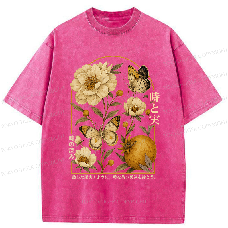 Tokyo-Tiger Flower, Dish, Fruit, Time Poster Washed T-Shirt