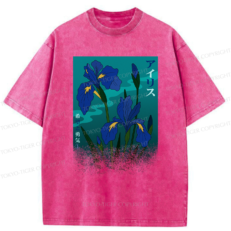 Tokyo-Tiger Iris flower-Hope and Courage Poster Washed T-Shirt