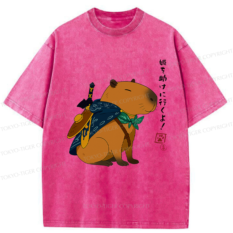 Tokyo-Tiger Capybara Is Going To Rescue The Princess Washed T-Shirt