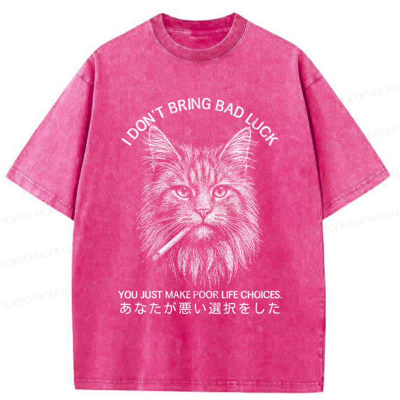 Tokyo-Tiger Cat Don't Bring Bad Luck–It’s Up To You Washed T-Shirt