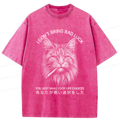 Tokyo-Tiger Cat Don't Bring Bad Luck–It’s Up To You Washed T-Shirt