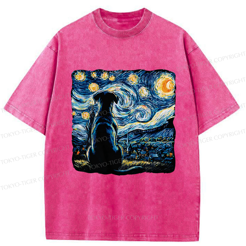 Tokyo-Tiger Starry Night Dog Washed T-Shirt