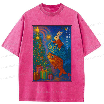 Tokyo-Tiger Take a Step, and Possibilities Unfold-Rabbit&Koi Graphic Washed T-Shirt