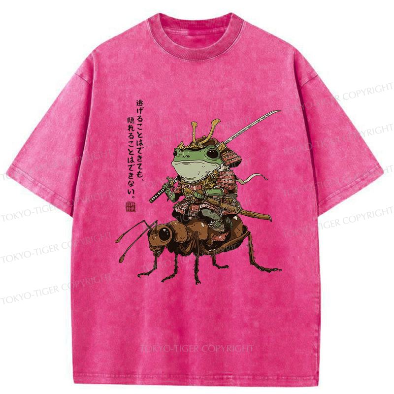 Tokyo-Tiger Frog Samurai：You Can Run But You Can't Hide Washed T-Shirt