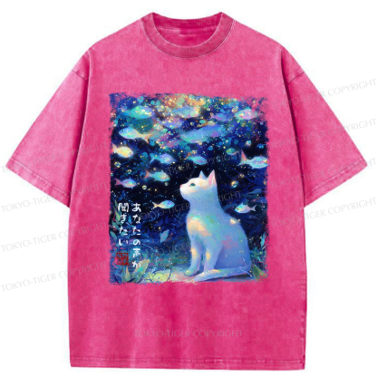 Tokyo-Tiger Cat&Fish: I Want to Hear Your Voice Washed T-Shirt