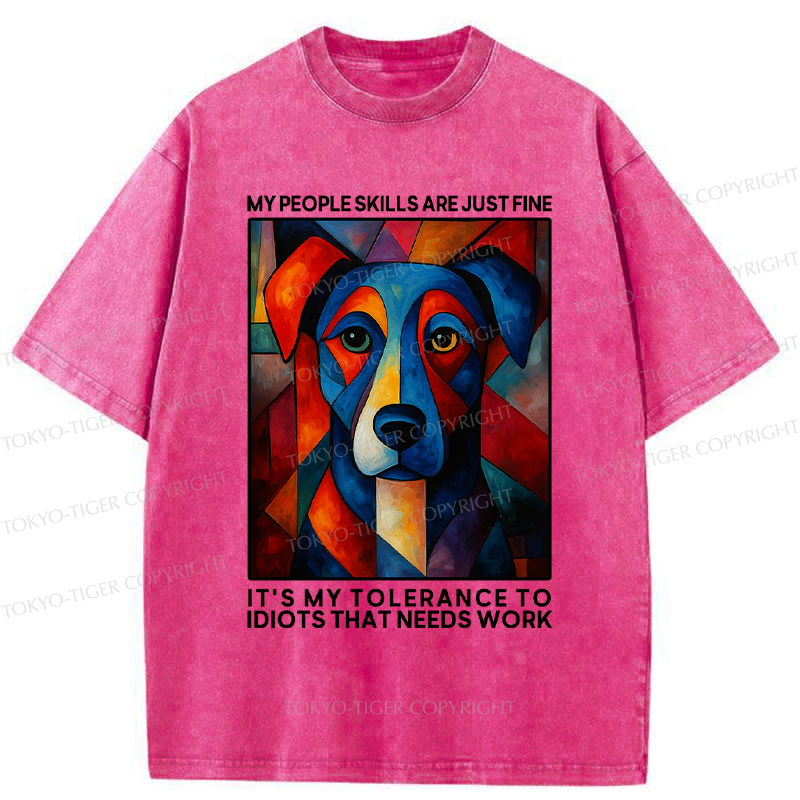 Tokyo-Tiger Funny Picasso Dog Meme Washed T-Shirt