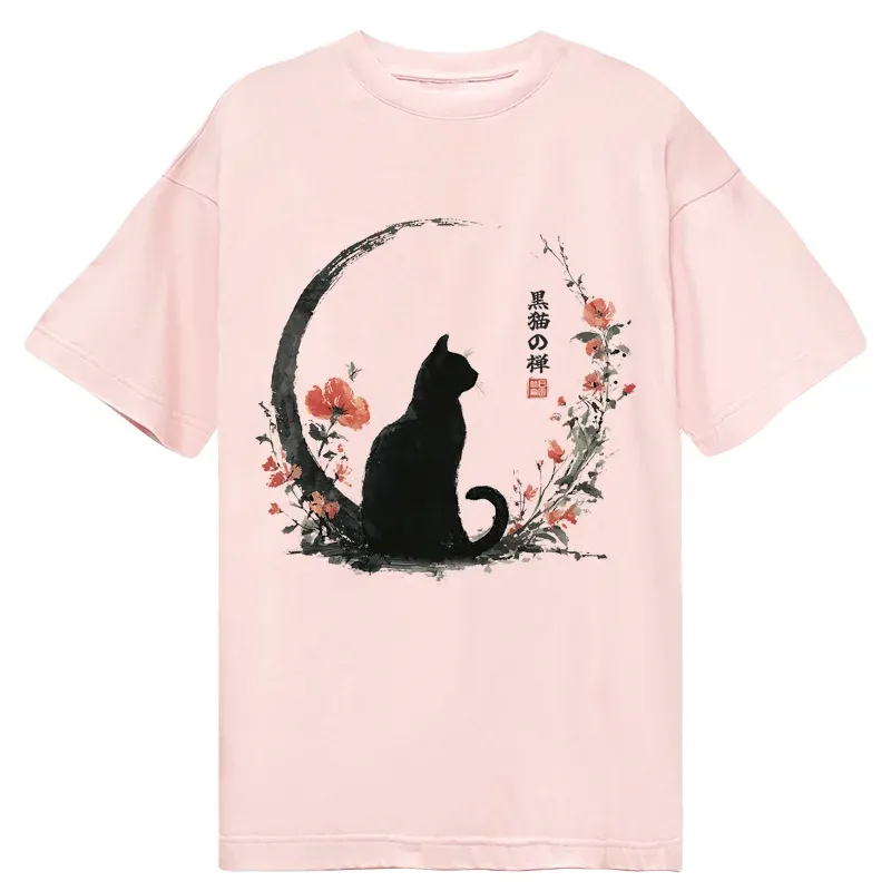 Tokyo-Tiger Black Cat And Flowers Classic T-Shirt