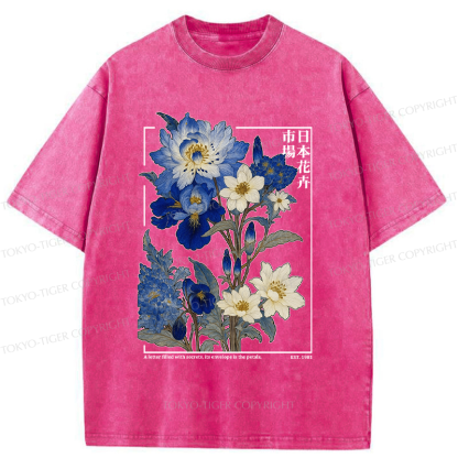 Tokyo-Tiger Japan Flower Market Vintage Washed T-Shirt