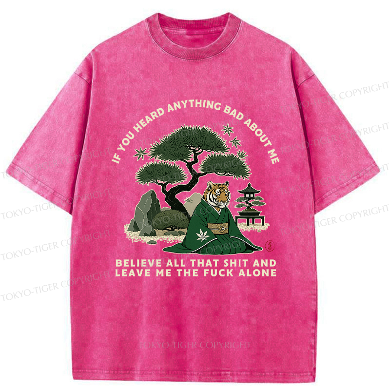 Tokyo-Tiger Funny Ukiyoe Tiger Samurai Zen Washed T-Shirt