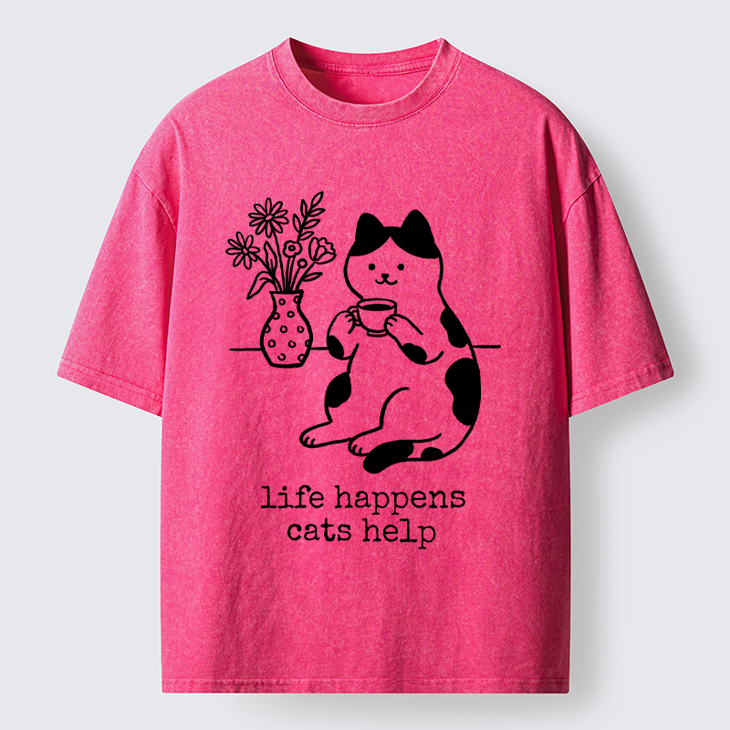 Tokyo-Tiger The "Everything's Fine"Cat Washed T-Shirt