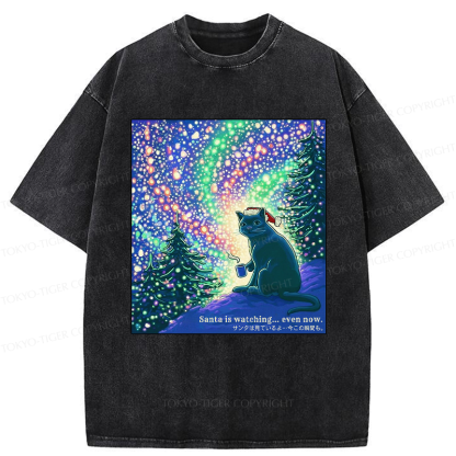 Tokyo-Tiger Santa Is Watching... Even Now Washed T-Shirt