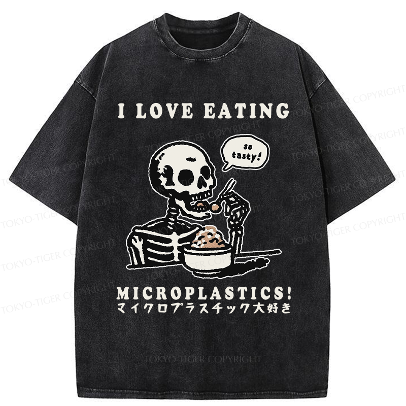Tokyo-Tiger Funny Skeleton：Microplastic Crunch Washed T-Shirt