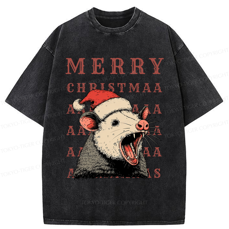 Tokyo-Tiger Opossum Merry Scream-mas Washed T-Shirt