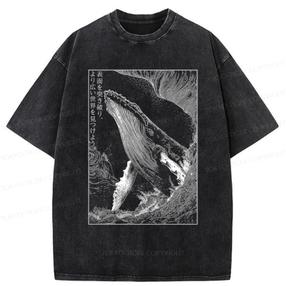 Tokyo-Tiger Whale：Break the surface, discover the world Washed T-Shirt