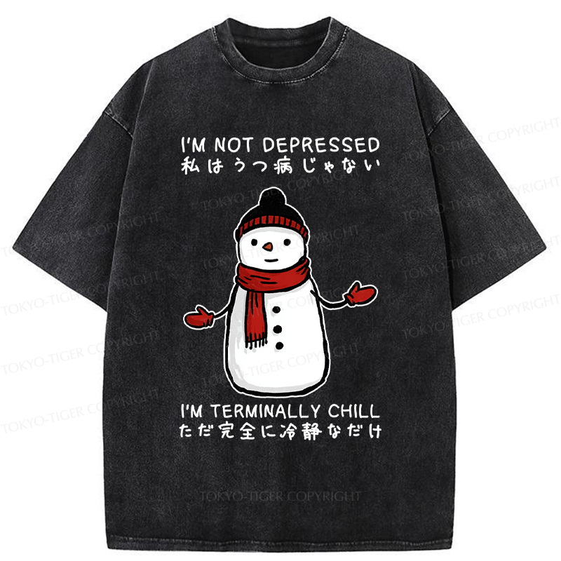 Tokyo-Tiger Ultimate Chill Snowman Zen Washed T-Shirt