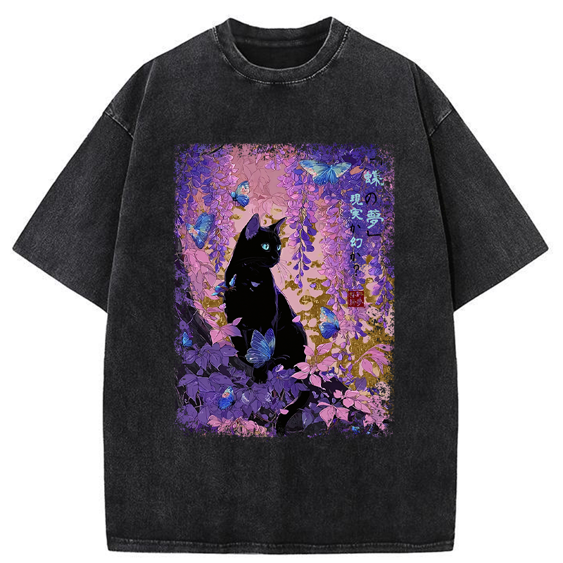 Tokyo-Tiger Dreamy Wisteria and Paws Washed T-Shirt